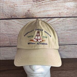 Vintage Dad Beige  Chuck Wagon Moose Wyoming Embroidered Cap